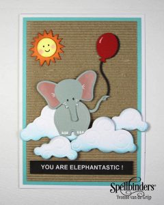 Cute layered Elephantastic card with My Little Red Wagon by Debi Adams and Die D-lites Spellbinders