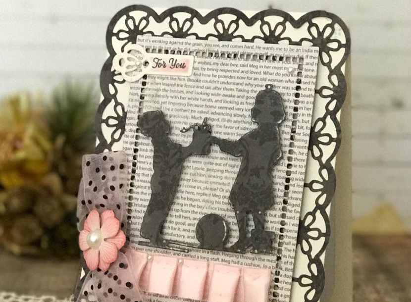 Spellbinders Gift for You Card by Linda Lucas using S5-317 Textured Flowers, S4-829 For You, S5-308 Hemstitch Rectangles, S5-311 Emmeline Treillage, SDS-053 Graceful Tiny Tag Stamp and Die Set #spellbinders #cardmaking #diecutting