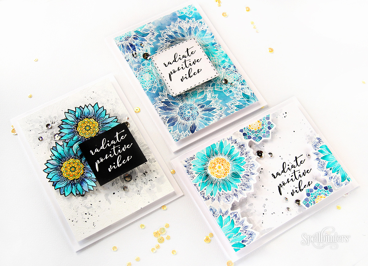 Trio of Cards Using Sunflower Cool Vibes with Erum - Spellbinders Blog
