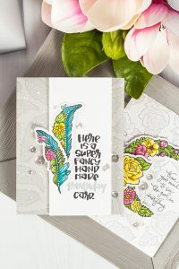 Spellbinders Super Fancy Handmade Birthday Card by Yana Smakula using SDS-100 Feathers Cool Vibes by Stephanie Low Stamp and Die Set #cardmaking #birthdaycard #stamping #handmadecard