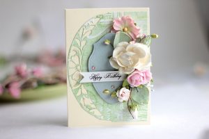 Floral Birthday Cards with Elena Olinevich for Spellbinders using S5-327 Annabelle’s Trousseau Layering Frame Medium S5-330 Lunette Arched Borders S6-129 Bella Rose Lattice Layering  Frame Large #spellbinders #birthdaycard #cardmaking