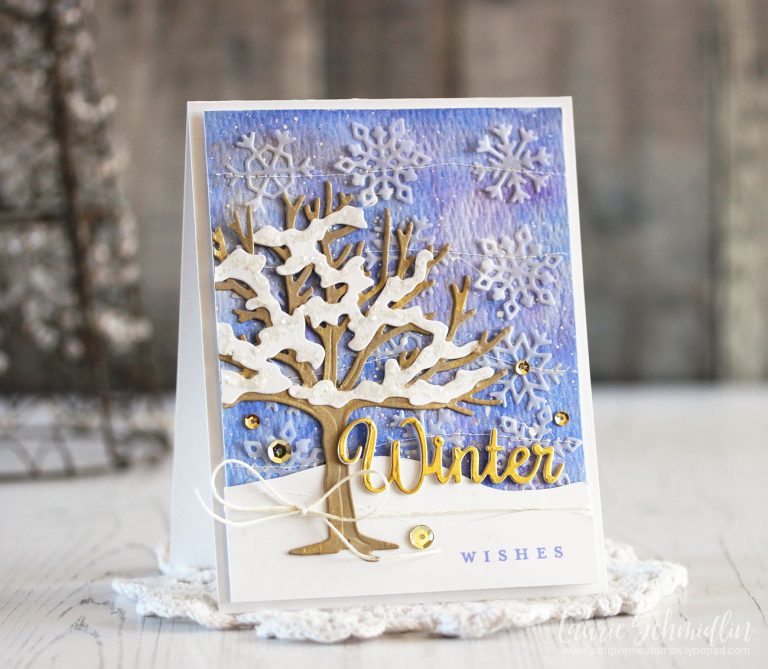Four Seasons Winter Wishes by Laurie Schmidlin for Spellbinders using S4-840 Four Seasons Tree, S4-844 Winter Canopy and Elements dies #spellbinders #diecutting #cardmaking
