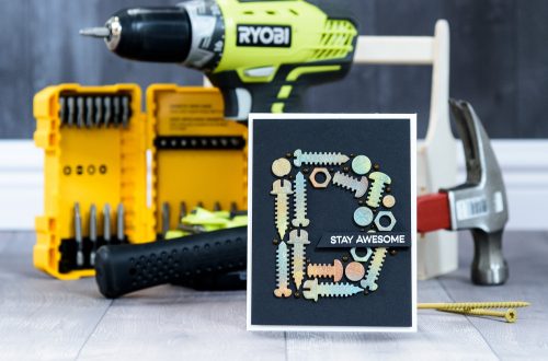 Cardmaking Inspiration | Masculine Stay Awesome Card by Yana Smakula for Spellbinders using S2-288 Bolts & Nuts. #spellbinders #guycard #cardmaking #diecutting