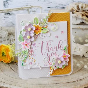 Spellbinders Large Die Of The Month Inspiration | Floral Lace Frame Die Set. Handmade card by Melissa Phillips. #spellbinders #spellbindersClubKits #neverstopmaking #diecutting #handmadecard #thankyoucard