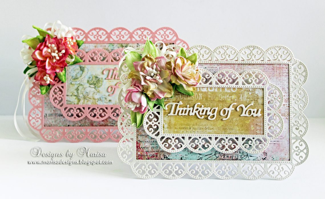 Thinking of You Card by Marisa Job for Spellbinders using S6-135 Thinking of You Scalloped Rectangle S5-317 Textured Flowers dies #cardmaking #neverstopmaking #diecutting #handmadecard #spellbinders