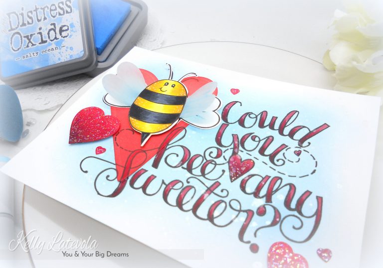Spellbinders Video Friday | Dimensional Valentine with Kelly Latevola. Using SDS-104 Bee Any Sweeter, S4-814 Prim Hearts, S3-313 Love Letter. #spellbinders #stamping #diecutting #neverstopmaking #lovecard