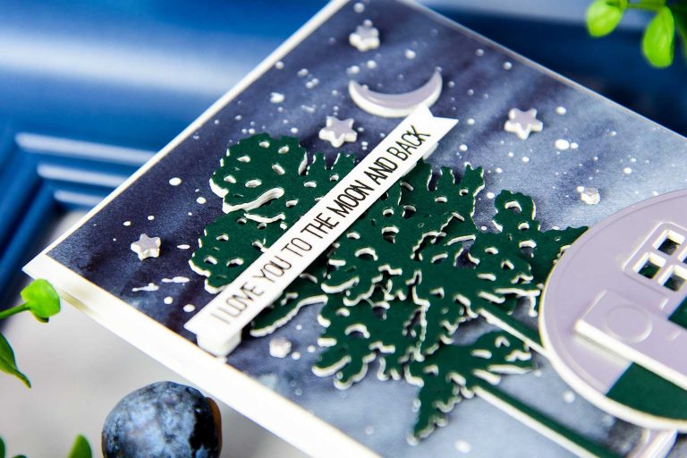 Cardmaking Inspiration | Love You To The Moon & Back card by Yana Smakula for Spellbinders. Using S3-255​ ​Canoeing​​ ​Dies, S3-275 Camping, ​S3-296​ Build​ ​a​ ​Camper​ ​dies. #spellbinders #neverstopmaking #diecutting #handmadecard 