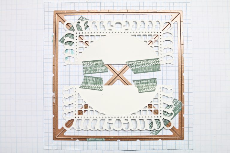 Let's Get Squared Up - From Rectangle to Square Card by Becca Feeken for Spellbinders using  S6-112 Graceful Frame Maker,  S6-129 Bella Rose Lattice Layering Die, S5-332 Hemstitch Ovals,  and S4-867 Cinch and Go Flowers III #spellbinders #diecutting
