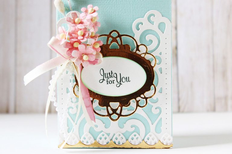 Elegant 3D Vignettes Collection by Becca Feeken Inspiration | Gift Bag & Happily Ever After Card with Hussena using S3-314 Petite Double Bow and Flowers S4-865 Layered Happily Ever After S4-867 Cinch and Go Flowers III, S4-869 Tiered Rosettes, S5-340 Ornamental Arch, S5-343 Filigree Veil, S6-136 Grand Dome 3D Card, S6-138 Grand Arch 3D Card dies #cardmaking #papercrafting #diecutting #handmadecard