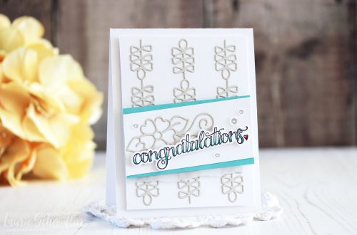 Die D-Lites Inspiration | Dainty Florals Congratulations Cards with Laurie for Spellbinders using:S2-293 Dainty Florals, SDS-106 Sentiments 1 #spellbinders #diecutting #handmadecard #stamping