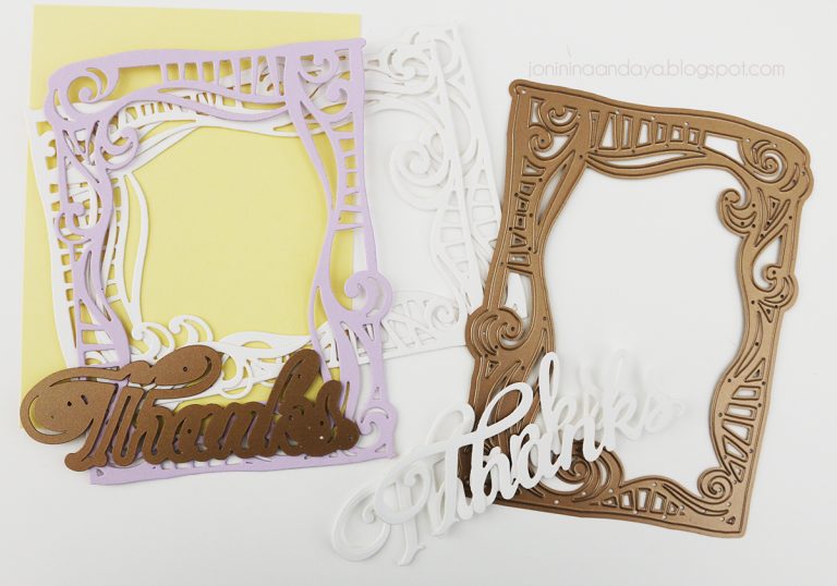 Wings of Love Collection by Joanne Fink - Inspiration | Thank You Card with Joni for Spellbinders using:  S4-888 Words, S5-354 Swirl Frame. #spellbinders #diecutting #handmadecard #thankyoucard