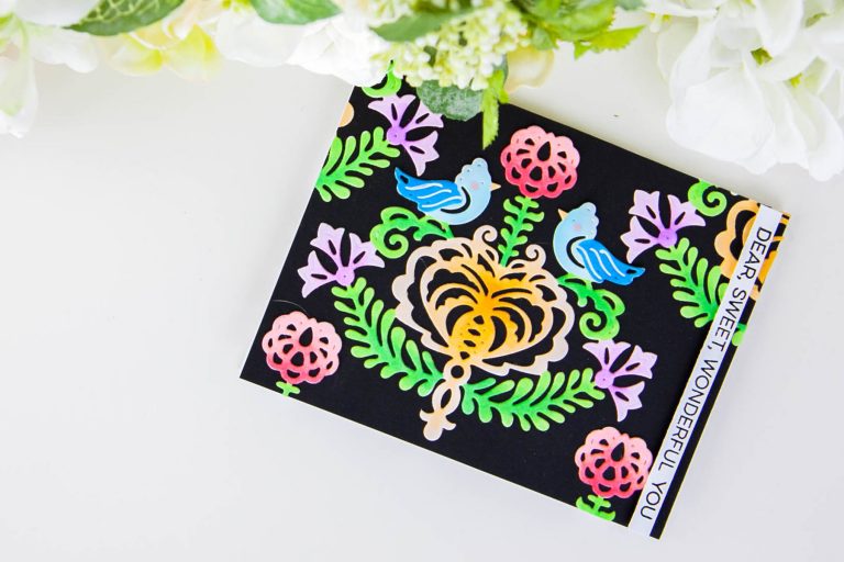 Folk Art Collection Inspiration | Rosemal Heart Card with Keeway for Spellbinders using S4-887 Rosemal Heart dies #spellbinders #neverstopmaking #diecutting #handmadecard