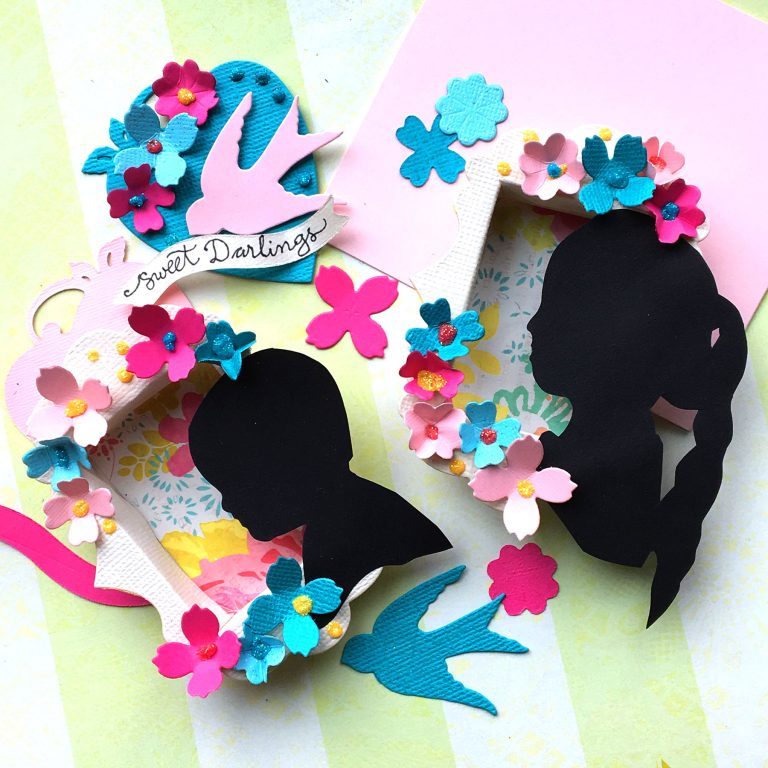 Tiny Shadow Box Portraits with Sharyn Sowell for Spellbinders using S5-339 Tiny Shadow Box, S2-261 Swallow and Heart