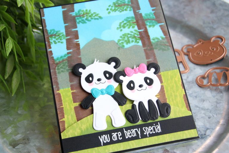 Die D-Lites Inspiration | Pandas and Dinosaurs with Brenda for Spellbinders using S3-318 Build A Panda and S3-317 Dinosaurs dies #spellbinders #cardmaking #diecutting #handmadecard