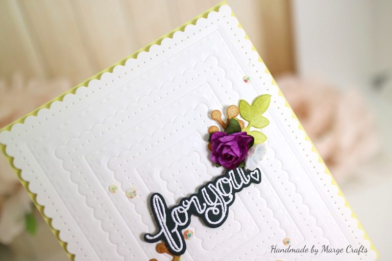 Classics March Collection Inspiration | Dry Embossed Cards with Marge for Spellbinders using S5-317 Textured Flowers, S5-338 Wreath Elements, S4-904 Scored and Pierced Rectangles, S4-905 Fancy Edged Rectangles, SDS-106 Sentiments 1, SDS-107 Sentiments 2 #spellbinders #diecutting #handmadecard #neverstopmaking