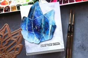 Good Vibes Only collection by Stephanie Low - Inspiration | Watercolored Crystals with Rubeena for Spellbinders using S5-352 Crystal Peaks #spellbinders #neverstopmaking #diecutting #handmadecard