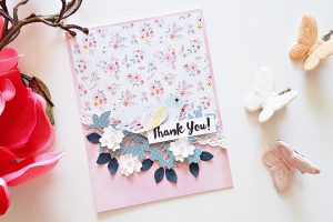 Flower Garden collection by Sharyn Sowell Inspiration | Simple Floral Cards with Zsoka for Spellbinders using S2-285 Bird on Cherry Branch, S4-847 Card Creator Floral Panel Card dies #spellbinders #diecutting #handmadecard