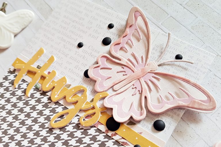 Exclusive Indie Collection Inspiration | Beautiful Hugs Cards by Zsoka for Spellbinders using SDS-154 Hugs Expressions, S5-360 Layered Butterfly #spellbinders #diecutting #neverstopmaking #handmadecard