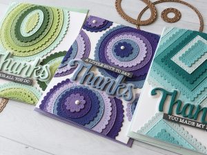 Video Friday | Classics Layered Backgrounds Cards by Nichol Spohr for Spellbinders using: S4-907 Fancy Edged Ovals, S4-903 Fancy Edged Circles, S4-905 Fancy Edged Rectangles, SDS-151 Thanks Expressions #spellbinders #diecutting #handmadecard #neverstopmaking #diecut