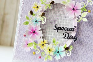 Special Moments Collection by Marisa Job - Inspiration | Special Day Card by Hussena for Spellbinders. Featuring: S5-374 Special Day Frame, S5-378 Floral Oval, S7-215 Vintage Stitched Squares dies. #spellbinders #neverstopmaking #diecutting #handmadecard