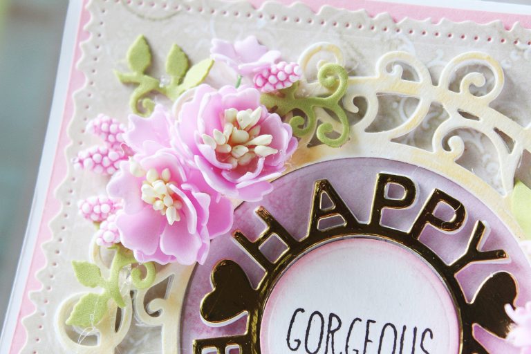 Special Moments Collection by Marisa Job - Inspiration | Happy Birthday Card by Hussena for Spellbinders.  S4-943 Happy Birthday W/ Numbers, S5-376 Miss You Swirl, S5-378 Floral Oval, S7-215 Vintage Stitched Squares dies. #mrisajob #spellbinders #neverstopmaking #diecutting #handmadecard #foamiranflowers