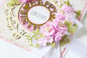Special Moments Collection by Marisa Job - Inspiration | Happy Birthday Card by Hussena for Spellbinders. S4-943 Happy Birthday W/ Numbers, S5-376 Miss You Swirl, S5-378 Floral Oval, S7-215 Vintage Stitched Squares dies. #mrisajob #spellbinders #neverstopmaking #diecutting #handmadecard #foamiranflowers