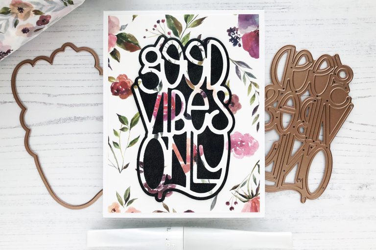 Spellbinders Good Vibes Only collection by Stephanie Low - Inspiration | Washi Tape Cards with Caly featuring: S4-918 Good Vibes Only, S4-871 Feathers in the Wind #spellbinders #diecutting #handmadecard #neverstopmaking 