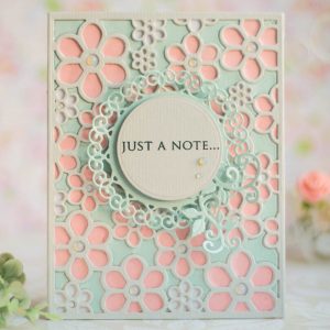 Spellbinders Special Moments Collection by Marisa Job - Inspiration | Flower Background Card with Elena featuring S5-374 Special Day Frame, S5-375 Flower Background, S5-378 Floral Oval #spellbinders #neverstopmaking #diecutting #handmadecard
