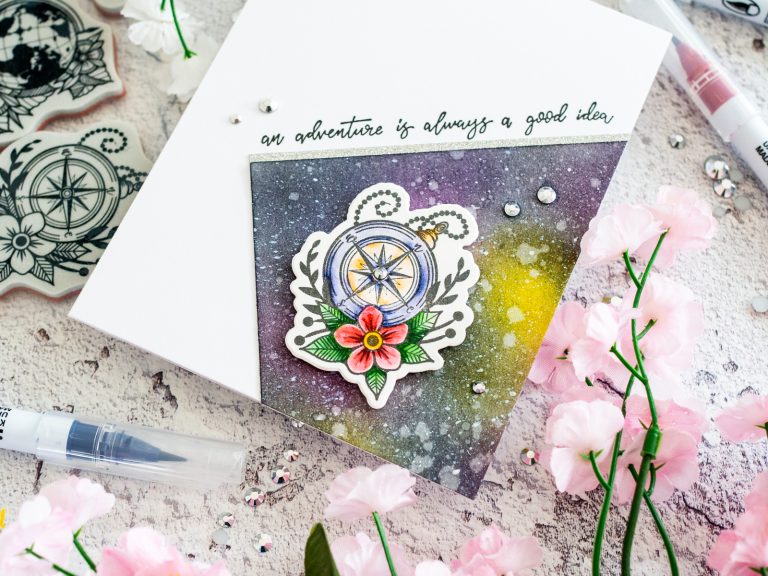 Spellbinders - Inked Messages Collection by Stephanie Low - Inspiration | Wanderlust Galaxy Card with Gemma featuring SDS-137 Wanderlust