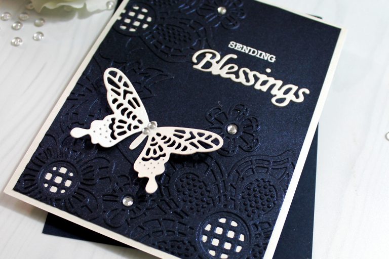 Spellbinders Cut & Emboss Folders Inspiration | Blessings Card with Ilina #spellbinders #neverstopmaking