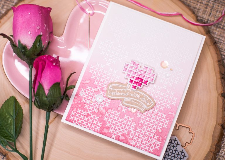 Spellbinders - Handmade Collection by Stephanie Low - Inspiration | Hand Stitched Love Card by Jenny Colacicco #spellbinders #stamping #neverstopmaking