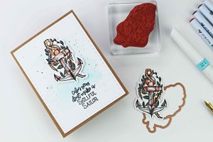Spellbinders Inked Messages Collection by Stephanie Low - Inspiration | Skillful Sailor Cards with Bibi Cameron featuring SDS-136 Rough Waters #spellbinders #stamping #patternstamping #cardmaking #handmadecard #neverstopmaking