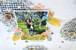 Spellbinders - Blooming Garden Collection by Marisa Job - Inspiration | Feminine Layout with Elodie S3-335 Rose Buds, S4-917 Swirl Lattice Panel, S6-147 Hexagon Petal Box #spellbinders #diecutting #scrapbooking #neverstopmaking