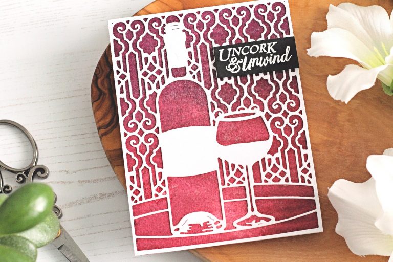 Spellbinders Wine Country collection by Stacey Caron - Inspiration | Uncork & Unwind Card with Michelle Short featuring S5-346 Time for Wine, SDS-135 Barrel of Sentiments,  PE-100 Platinum 6 Die Cutting and Embossing Machine,  T-001 Tool ‘N One #spellbinders #diecutting #handmadecard #neverstopmaking