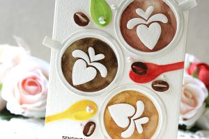 Spellbinders Cuppa Coffee, Cuppa Tea Collection by Sharyn Sowell - Inspiration | Watercolor Coffee Card with Yoonsun Hur featuring S4-949 Heart Latte, S3-346 Cup and Beans dies #neverstopmaking #diecutting #cardmaking #coffeecard #handmadecard