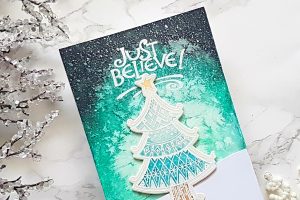 Spellbinders Zenspired Holidays Collection by Joanne Fink - Inspiration | Just Believe Card with Alexandra Suta featuring SDS-161 Christmas Joy, SBS-165 Christmas Sentiments #spellbinders #neverstopmaking