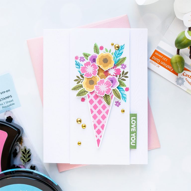 Spellbinders NEW Clear Stamps | Love You Floral Bunch Card #spellbinders #neverstopmaking