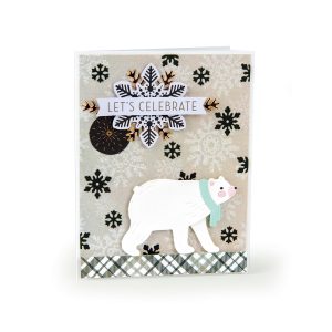 Spellbinders December 2018 Card Kit of the Month – Winter Wishes! Warm Let's Celebrate Card.
