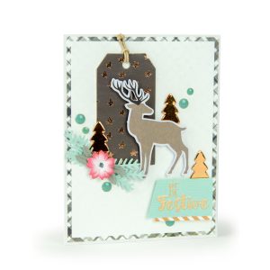 Spellbinders December 2018 Card Kit of the Month – Winter Wishes! Warm Be Festive Card.