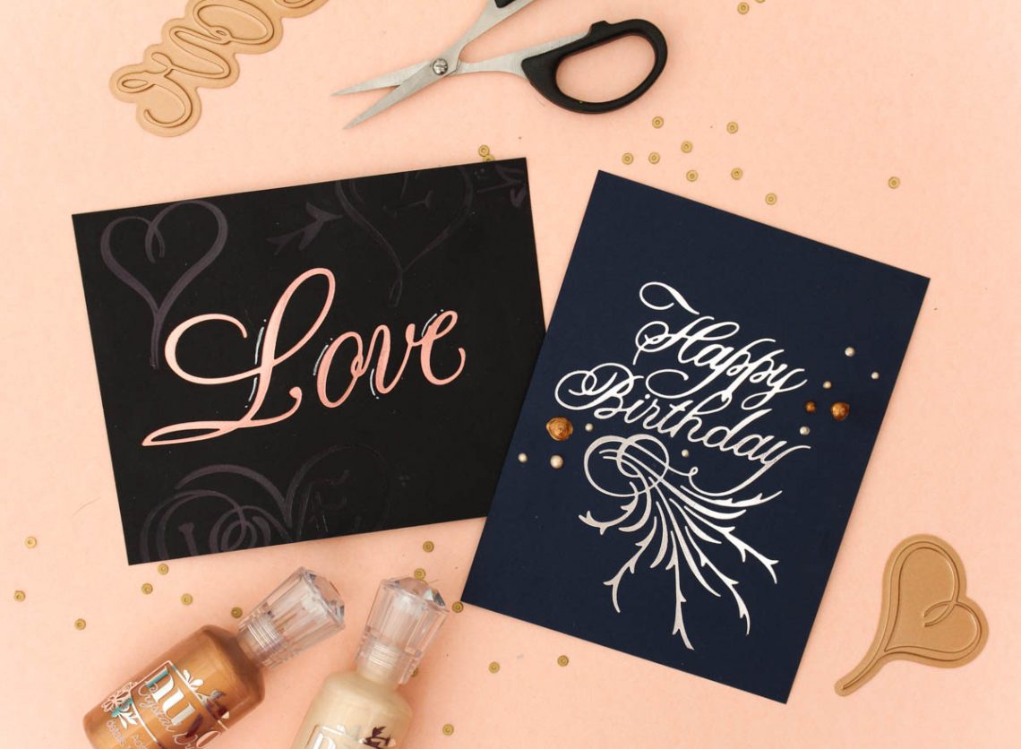 Paul Antonio Glimmer Plates Inspiration | Clean & Simple Love Cards with Zinia