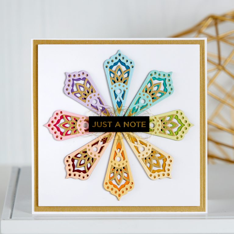 Spellbinders June 2019 Small Die of the Month is Here – Kaleidoscope Trio. This die set features 10 die templates that are ideal to create little layered accents or even full card backgrounds! Just pick the right color of paper and die-cut away!