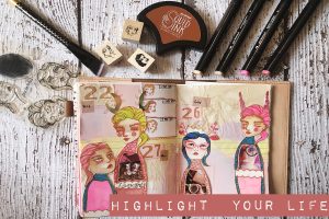 Jane Davenport NEW Artomology Collection | Highlight Your Life with Courtney Diaz. Watch video tutorial for the how-to: Mixed Media Journal Page #spellbinders #janedavenport #janedavenportartomology