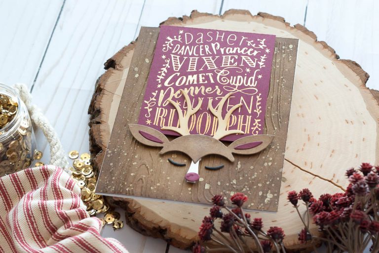 Spellbinders Holiday 2019 Inspiration | Foiled Christmas Cards with Marie. Reindeer Games handmade cards featuring GLP-116 Reindeer Games Glimmer Hot Foil Plate Holiday 2019