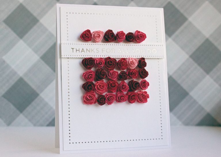 Spellbinders Modern Essentials Collection -  Inspiration | Quilled Thank You Card Trio with Niki #Spellbinders #NeverStopMaking #GlimmerHotFoilSystem #HotFoiling