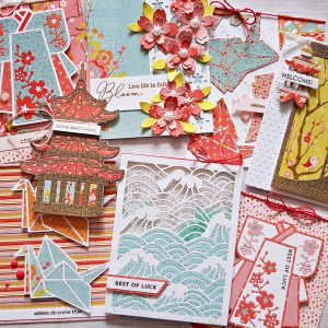 Spellbinders Destinations Japan Collection by Lene Lok - Inspiration | Patterned Paper Cards with Zsoka #Spellbinders #NeverStopMaking #DieCutting