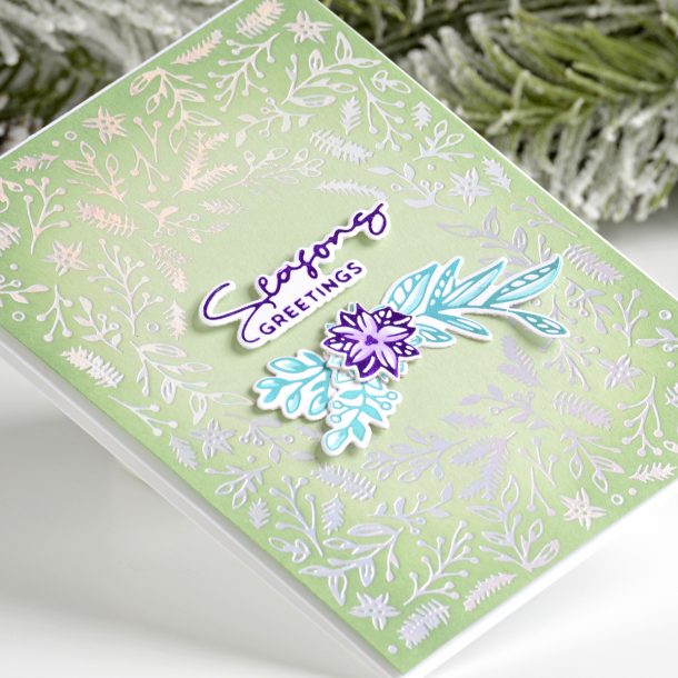 Spellbinders Yana's Christmas Foiled Basics Collection by Yana Smakula – Adding Touches of Color with Annie Williams #spellbinders #NeverStopMaking #GlimmerHotFoilSystem #Cardmaking #Christmascardmaking