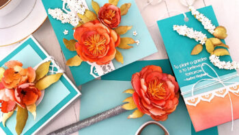 Creating 3D Florals on a Card, a Tag, A Gift and a Box with Tina Smith