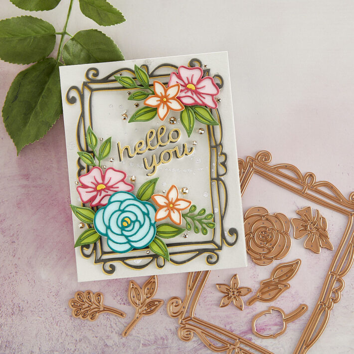 December 2021 Small Die of the Month Preview & Tutorials – Sketched Florals & Frame