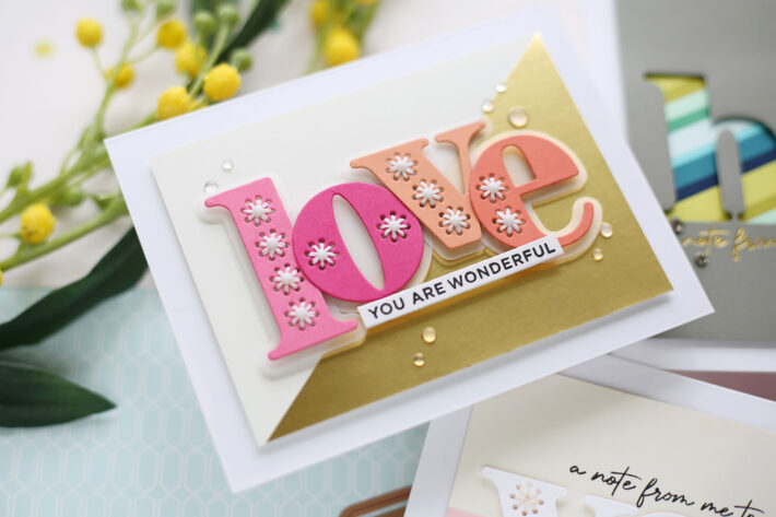 Spellbinders Stitched Alphabet Cards with Laura Bassen - Stitched Love Card