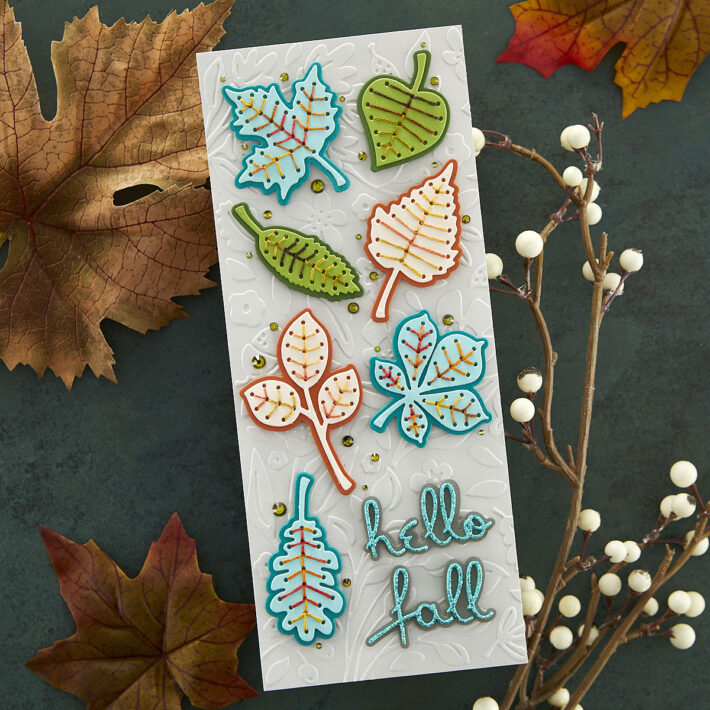 September 2022 Small Die of the Month Preview & Tutorials – Stitched Fall Leaves
